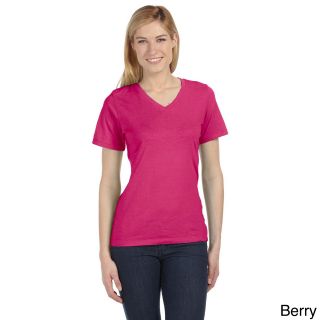 Bella Bella Womens Missy Short Sleeve V neck Jersey T shirt Red Size XXL (18)