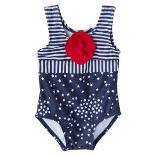 Circo Infant Girls 1 Piece Stars & Stripes Swimsuit   Red, White & Blue 0 6 M