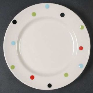 Spode Baking Days White Salad Plate, Fine China Dinnerware   Multicolor Dots On
