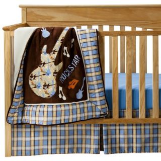 Rockstar 3Pc Crib Bedding Set   Blue/Brown by Lab