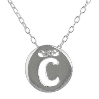 Womens Jezlaine Pendant Sterling Silver Disk With Cutout Initial C   Silver