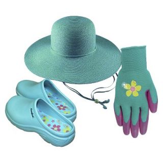Floppy Straw Hat, Nitrile Coated Gloves and Comfort Clogs Size 7