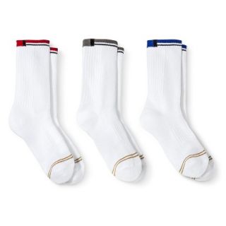 Signature GOLD by GoldToe Boys 3 Pack Casual Color Tip Crew Socks   White M