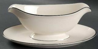 Pickard Mist Gravy Boat with Attached Underplate, Fine China Dinnerware   Platin