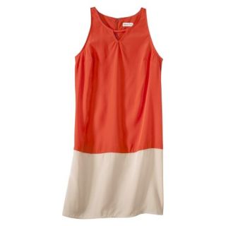 Merona Womens Colorblock Hem Shift Dress   Hot Orange/Hamptons Beige   XXL