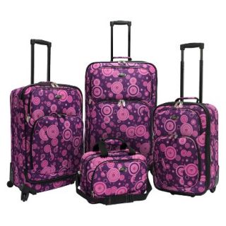 U.S. Traveler 4 Piece Polk Dot Fashion Spinner Luggage Set (Purple)