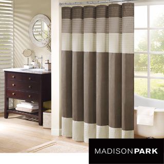 Madison Park Soloman Pieced Faux Silk Shower Curtain
