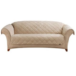 Sure Fit Sherpa Suede Sofa Pet Cover   Taupe