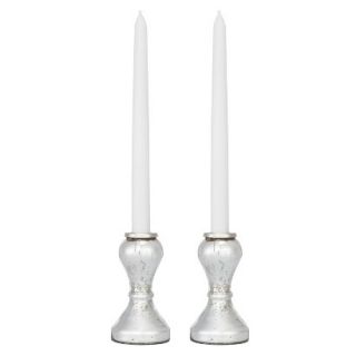 Threshold 2 Pack Mercury Glass Taper Candleholder With 6 Pack Tapers   White