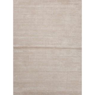 Hand loomed Beige Wool/ Silk Rug (8 X 10)
