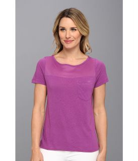 NYDJ Veiled Knit Pocket Tee Womens Short Sleeve Pullover (Purple)