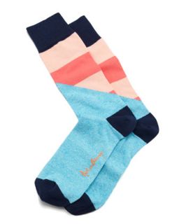 Halved Large Stripe Mens Socks, Aqua   Arthur George by Robert Kardashian
