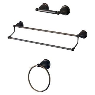 Traditional Solid Brass Oil Rubbed Bronze 3 piece Double Towel Bar Bath