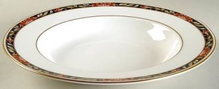 Spode Orient Large Rim Soup Bowl, Fine China Dinnerware   Orange/White Floral On