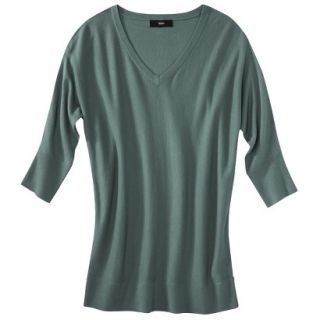 Mossimo Womens 3/4 Sleeve V Neck Value Sweater   Wharf Teal XS