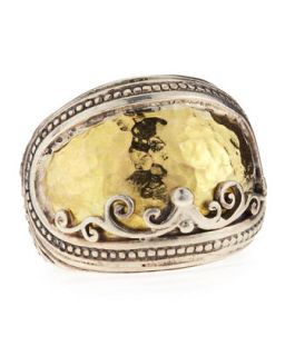 Sterling Silver Ring with Hammered 18k Gold