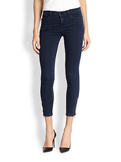J Brand Tali Zip Detailed Skinny Ankle Jeans   Blue Depth