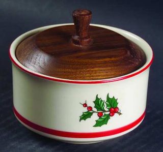 Taylor, Smith & T (TS&T) Holly & Spruce Red Trim Sugar Bowl & Lid, Fine China Di
