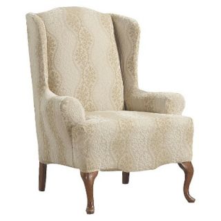 Sure Fit Jardin Wing Chair Slipcover   Taupe/Beige