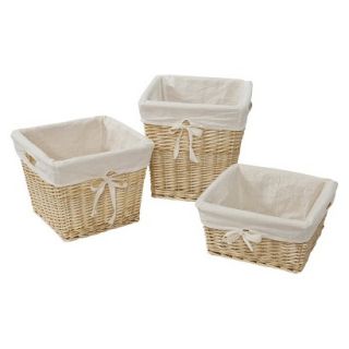 Burts Bees Baby Set of 3 Large Rattan Storage Baskets with Cotton Liner