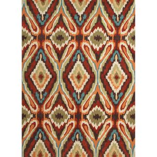 Hand tufted Transitional Tribal Red/ Orange Rug (76 X 96)