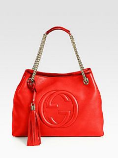 Gucci Soho Medium Leather Tote   Red