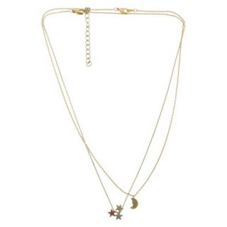 2 Piece Necklace Set with Moon and Star Charms   Gold/Rose Gold/Silver