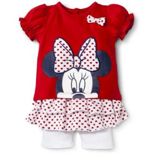 Disney Newborn Girls 2 Piece Minnie Mouse Set   Red 0 3 M
