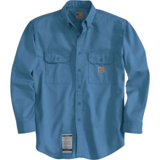 Carhartt Flame Resistant Twill Shirt with Pocket Flap   Blue, 2XL, Tall Style,