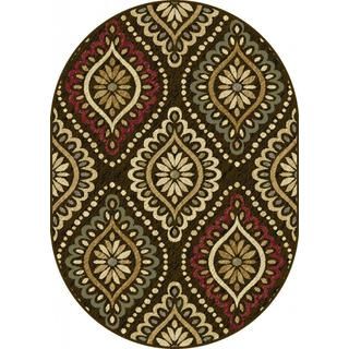 Lagoon Brown Oval Transitional Area Rug