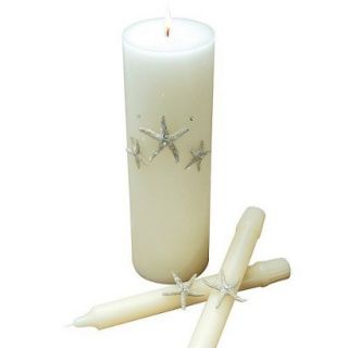 Beach Unity Candle and Tapers   White