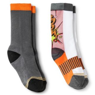 Signature GOLD by GOLDTOE Boys 2 Pack BOOM Athletic Crew Socks   Gray M