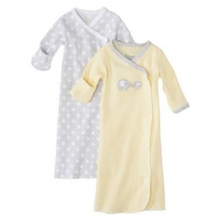 Circo Newborn 2 Pack Gown   Yellow/Grey Preemie
