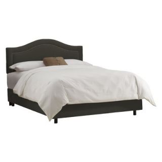 Skyline Queen Bed Skyline Furniture Merion Inset Nailbutton Bed   Charcoal