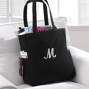 Personalized Tote Bag with Initial Monogram   Black