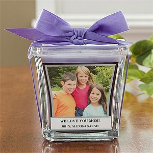 Photo Personalized Glass Candles   Lavender & Linen