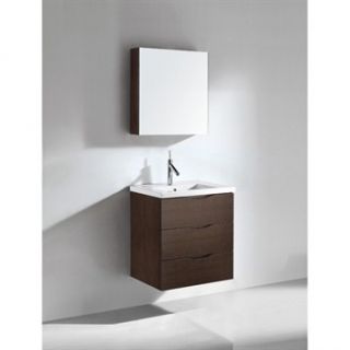 Madeli Bolano 24 Bathroom Vanity with Integrated Basin   Walnut