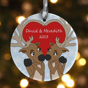 Personalized Christmas Ornaments   Reindeer Heart