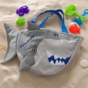 Personalized Shark Beach Tote Bag with Beach Toy Set