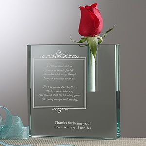 Personalized Friendship In Bloom Glass Keepsake Bud Vase