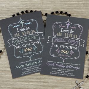 Personalized First Communion Invitations   Christ Strengthens Me
