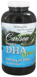 Carlson Labs   Super DHA Gems 500 mg.   240 Softgels LUCKY PRICE