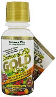 Natures Plus   Source Of Life Gold Liquid Ultimate Multi Vitamin Delicious Tropical Fruit Flavor   8 oz.