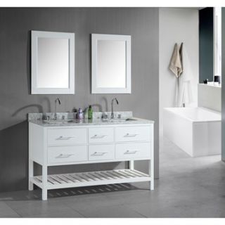 Design Element London 61 Double Vanity with Open Bottom   Pearl White