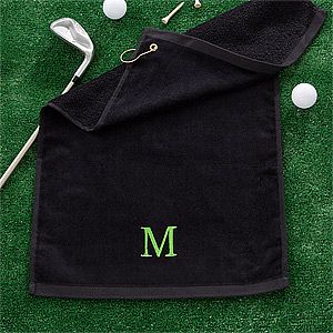 Personalized Black Golf Towel with Initials