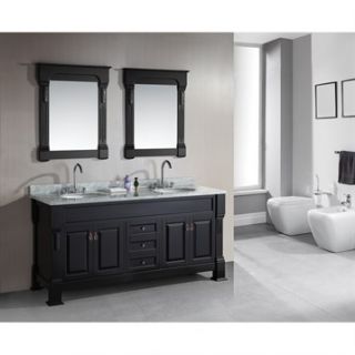 Design Element Marcos 72 Double Sink Vanity Set with Carrara White Marble Count