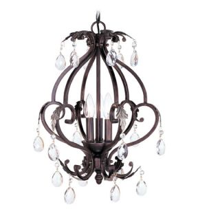 Iron & Crystal 3 Light Mini Chandeliers in Hand Rubbed Bronze With Antique Silver Accents 8164 40