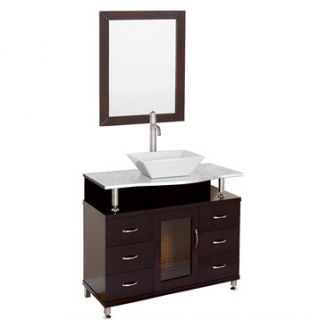 Accara 36 Bathroom Vanity with Drawers   Espresso w/ White Carrera Marble Count