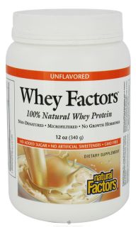 Natural Factors   Whey Factors 100% Natural Whey Protein Unflavored   12 oz.