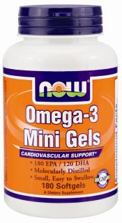 NOW Foods   Omega 3 Fish Oil Mini Gels   180 Softgels